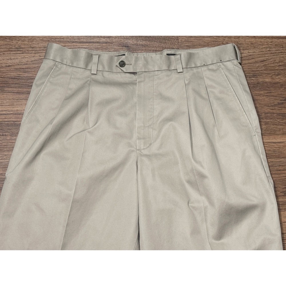 John Nordstrom Pants Men's 36x32 Supima Beige Pleated Khaki Classic Chino Dress - Picture 5 of 9